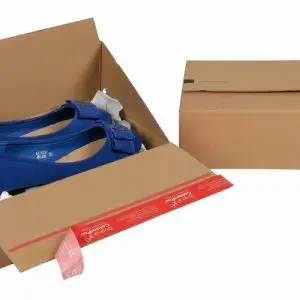 Boite Euroboxes, fermeture autocollante COLOMPAC, bande d'arrachage kraft brun taille M294x194x87