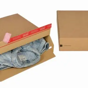Boite Euroboxes, fermeture autocollante COLOMPAC, bande d'arrachage kraft brun taille L394x94x387