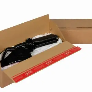 Boite Euroboxes, fermeture autocollante COLOMPAC, bande d'arrachage kraft brun taille L394x144x87