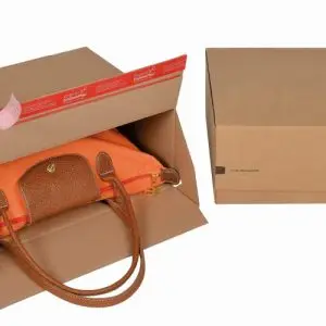 Boite Euroboxes, fermeture autocollante COLOMPAC, bande d'arrachage kraft brun taille L394x144x287