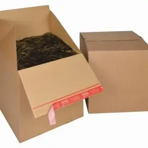 Boite Euroboxes, fermeture autocollante COLOMPAC, bande d'arrachage kraft brun taille L394x394x387