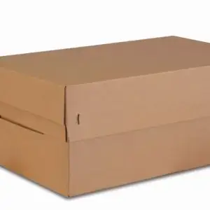 Boite Euroboxes avec couvercle et fermeture autocollante COLOMPAC, bande d'arrachage kraft brun taille XL563x382x282