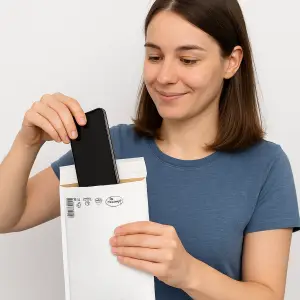 Pochette bulle papier kraft, blanche FT 100x165 – Écologique & résistante e.pack